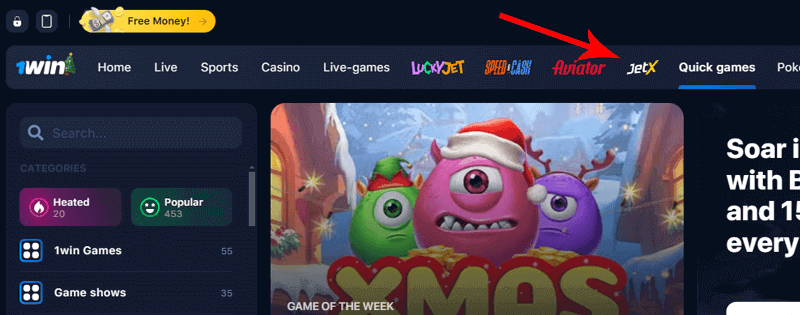 How to Find JetX at 1Win