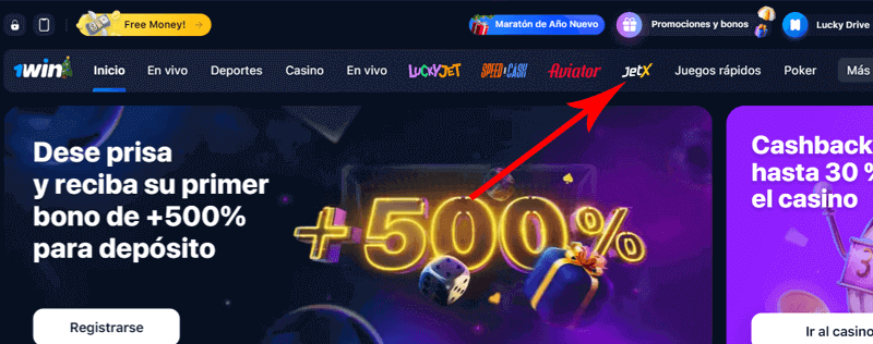 Cómo encontrar JetX en 1Win