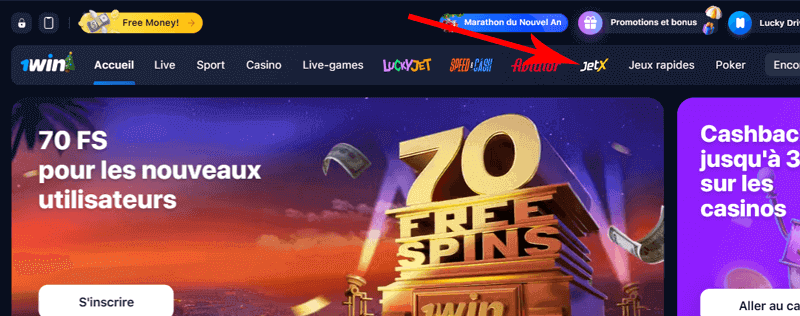 Comment trouver JetX sur 1Win