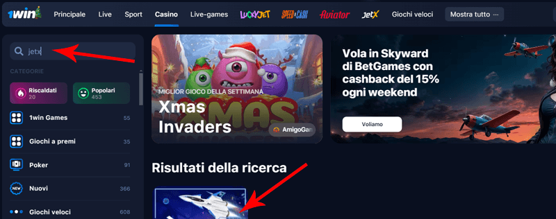 Come trovare JetX su 1Win