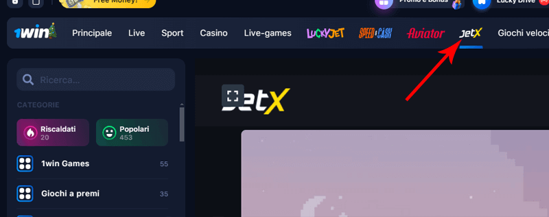 Come trovare JetX su 1Win
