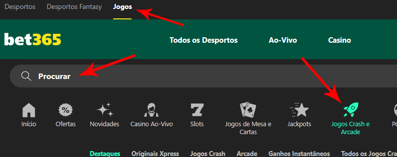 Como encontrar o jogo JetX no cassino da Bet365