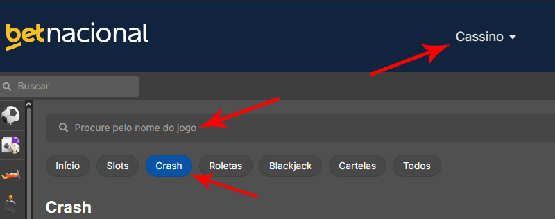 Como encontrar o jogo JetX no cassino da Betnacional