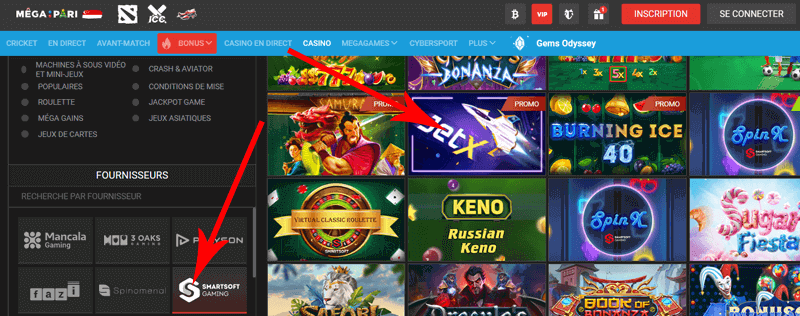 Comment trouver JetX sur Megapari