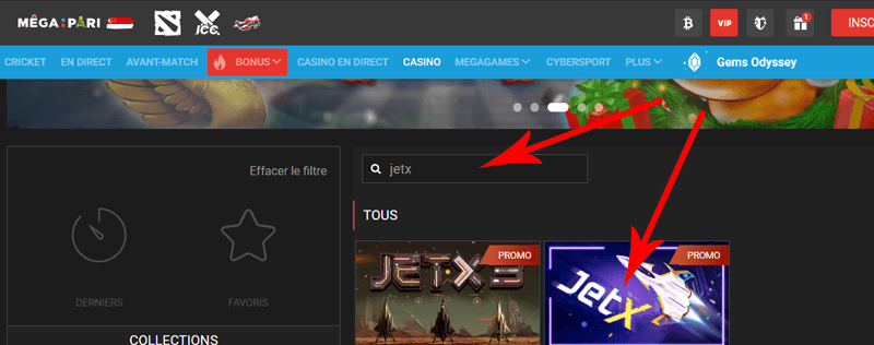 Comment trouver JetX sur Megapari