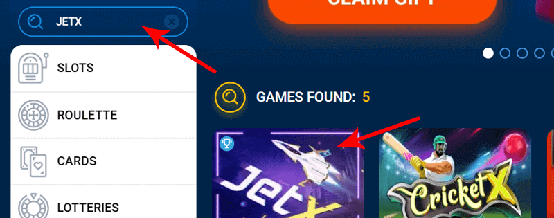 Pasek wyszukiwania Mostbet