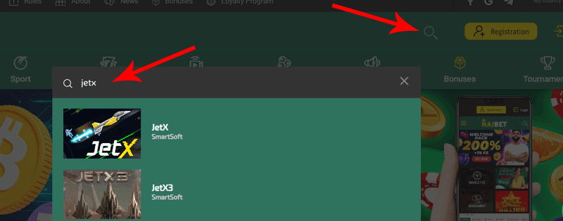 How to find JetX at Rajbet